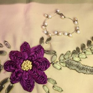 10K WHITE GOLD WITH 16 REAL PEARLS (6mm) BRACELET